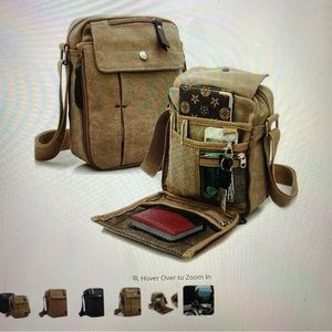 Multifunctional crossbody travel bag purse brown tan